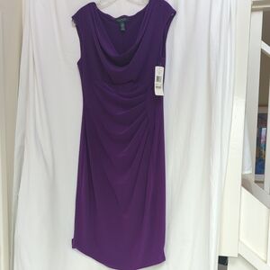 Lauren Ralph Lauren sleeveless purple draped dress